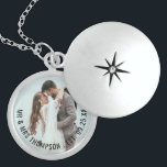 Newlywed Photo Name Wedding Date Bridal Gift Locket Necklace<br><div class="desc">Newlywed Photo Name Wedding Date Bridal Gift. A lovely keepsake from the groom to his new bride. Easily replace the sample image with your own favourite from your wedding day and personalise your new married name and wedding date.</div>
