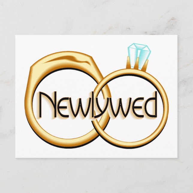 Newlywed Rings Announcement Postcard (Front)