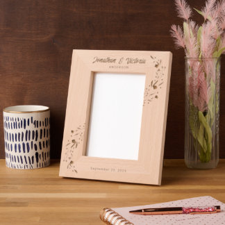 Newlywed Simple Wildflowers Wedding Keepsake Laser Etched Frames