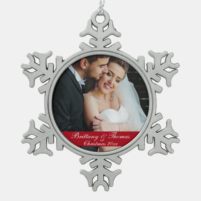 Newlywed Wedding Photo Christmas Ornament Sn (Front)