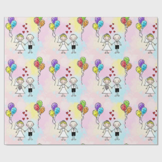  Newlyweds and Balloons by Natasha Us   Wrapping Paper