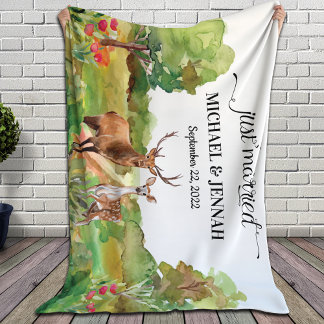 Newlyweds Blanket with Deer and Blush Meadow