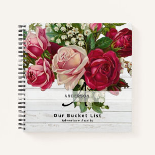Newlyweds BUCKET LIST Keepsake Vintage Roses Notebook