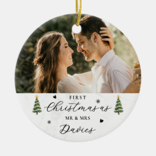 Newlyweds Christmas Mr and Mrs Ceramic Tree Decoration