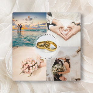 Newlyweds Couple Wedding Anniversary Photo Collage Plaque