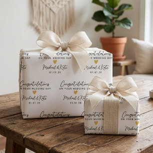 Newlyweds Elegant Custom Couple Wedding Favour Wrapping Paper
