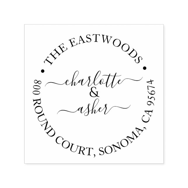 Newlyweds Family Name Return Address  Self-inking Stamp (Design)