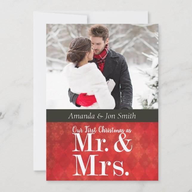Newlywed's First Christmas Photo Card (Front)