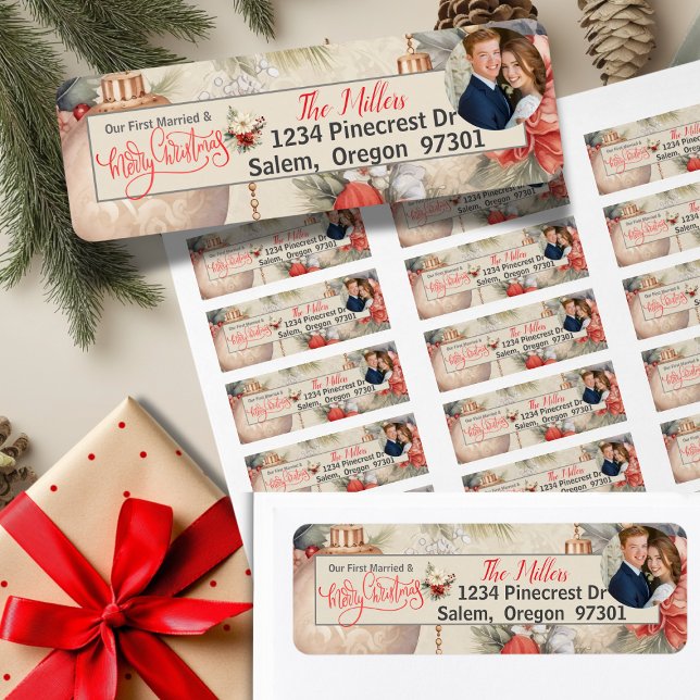 Newlyweds' First Christmas Photo Return Address (Creator Uploaded)