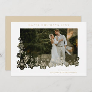 Newlyweds First Christmas Snowflakes Frame Photo