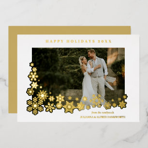Newlyweds First Christmas Snowflakes Frame Photo