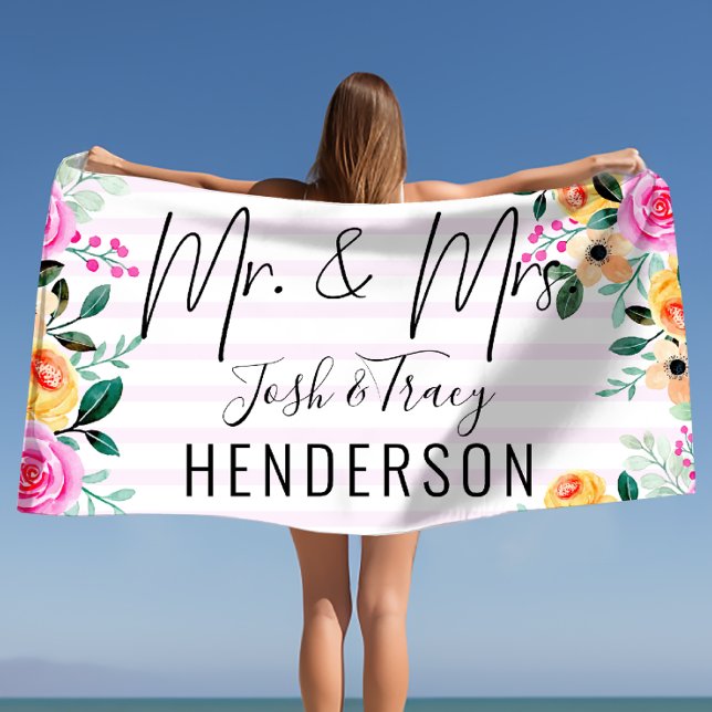 Newlyweds gift, Couples gift, Mr. & Mrs. Custom Beach Towel (Newlyweds gift, Couples gift, Mr. & Mrs. Custom Beach Towel)