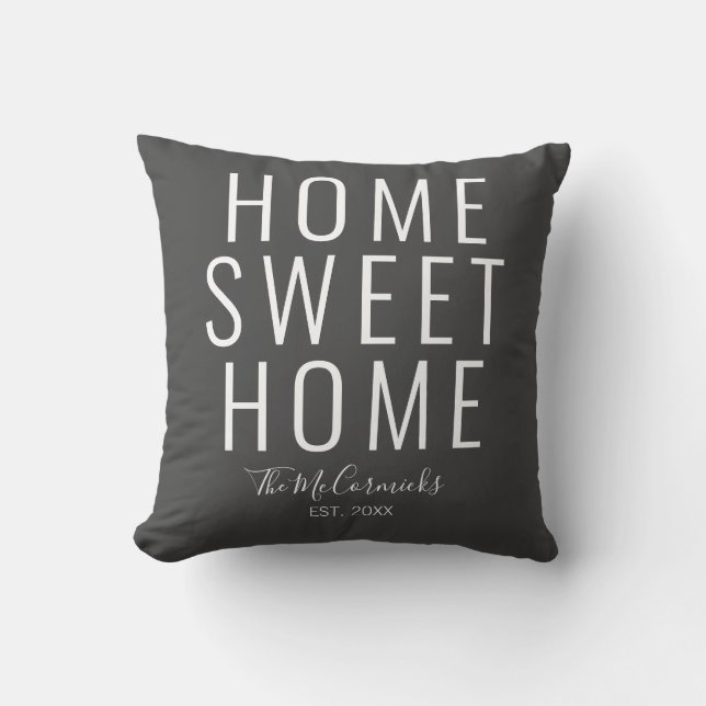 Newlyweds Home Sweet Home Grey Established Year Cushion (Front)