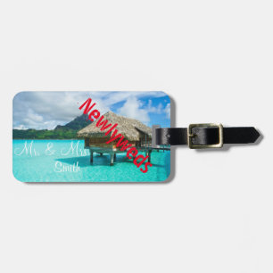 Newlyweds honeymoon vacation luggage tag
