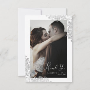 Newlyweds Lace Thank You Guests Photo Wedding
