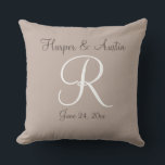 Newlyweds monogrammed Throw Pillow<br><div class="desc">A wonderful personalised wedding gift,  monogrammed with the couples names and date.  Also a nice anniversary gift.</div>
