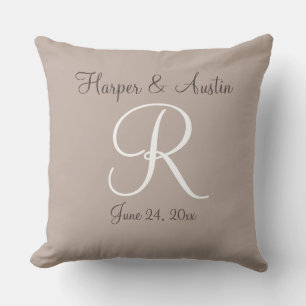 Newlyweds monogrammed Throw Pillow