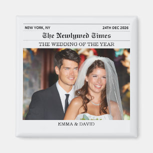 Newlyweds Newspaper Married Couples Wedding Photo Magnet