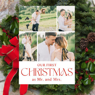 Newlyweds Photo Collage First Christmas Arch  Holiday Card