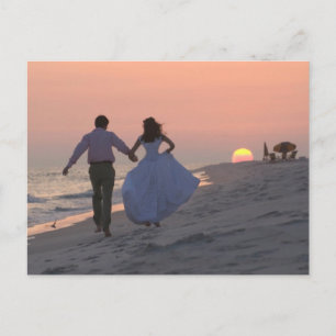 Newlyweds Running into the Sunset, the Future Postcard