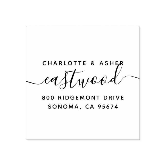 Newlyweds Script Monogram Return Address Rubber Stamp (Imprint)