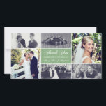 Newlyweds Thank You Photo Card Sage Green<br><div class="desc">Say Thank You with a short message and 6 photos. 2 square format and 4 rectangles approximately 2.67" x 2.67" and 2.67" x 1.34".

Photo Credit: Ruby Lane Photography | Flickr Creative Commons Attribution-NoDerivs 2.0 Generic (CC BY-ND 2.0) 

https://creativecommons.org/licenses/by-nd/2.0/</div>
