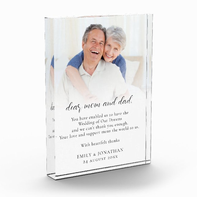 Newlyweds Thanks To Parents Wedding Photo Block (Left)