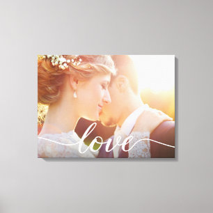 Newlyweds Wedding Custom Photo Love script  Canvas Print