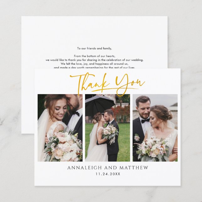 Newlyweds Wedding Photos Thank You Budget Card (Front/Back)