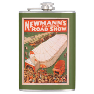 Newmann's Famous Magic Road Tent Show Poster Hip Flask
