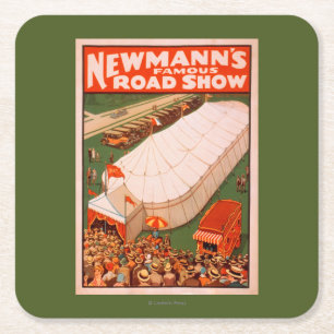 Newmann's Famous Magic Road Tent Show Poster Square Paper Coaster