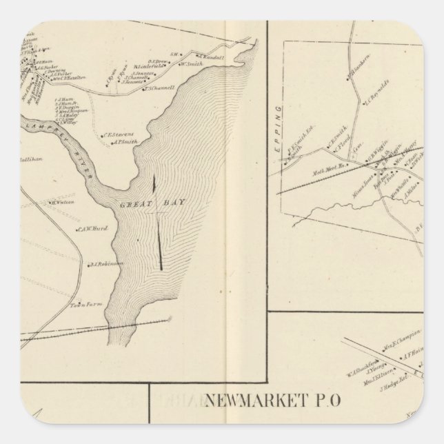 Newmarket, Rockingham Co Square Sticker (Front)