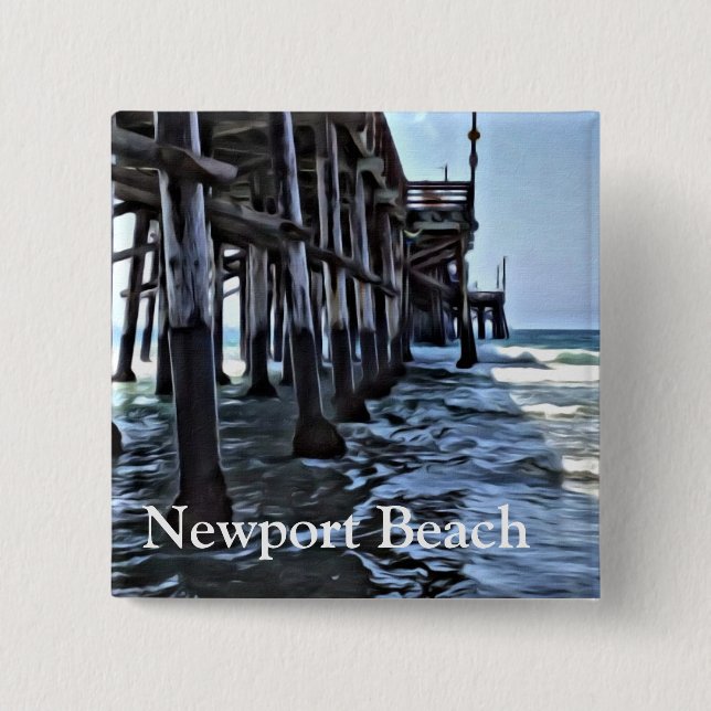 Newport Beach - 2 Inch Square Button (Front)