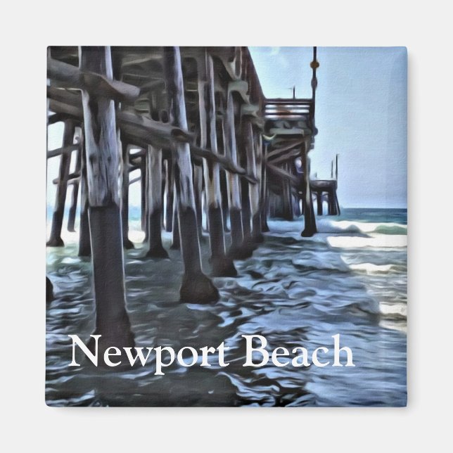Newport Beach - 2 Inch Square Magnet (Front)
