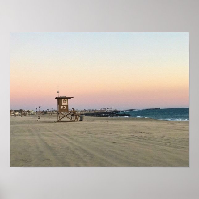 Newport Beach at Sunset, California Poster (Front)
