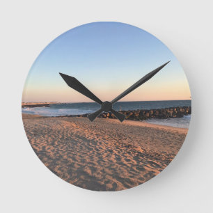 Newport Beach at Sunset, California Round Clock