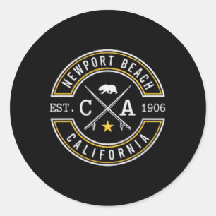 Newport Beach California Ca Retro Surfer Beach Fro Classic Round Sticker
