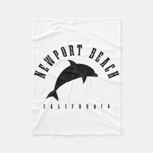 Newport Beach California Ca Vintage Dolphin Vacati Fleece Blanket