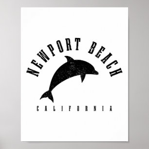 Newport Beach California Ca Vintage Dolphin Vacati Poster