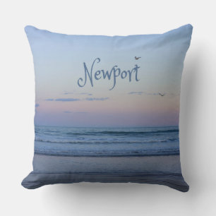 Newport Beach California Ocean Sunrise Blue Cushion