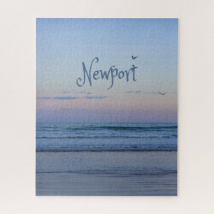 Newport Beach California Ocean Sunrise Blue Jigsaw Puzzle