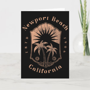 Newport Beach California Retro Surfer Vintage Beac Card