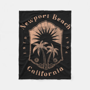 Newport Beach California Retro Surfer Vintage Beac Fleece Blanket