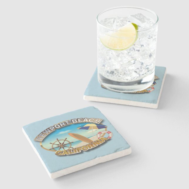 Newport Beach, California Stone Coaster (Side)