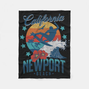Newport Beach California Surfing Vintage Vacation Fleece Blanket