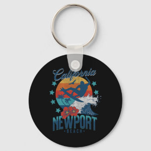 Newport Beach California Surfing Vintage Vacation Key Ring