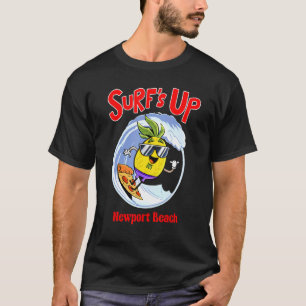 Newport Beach  For Kids Pineapple Surfing On Pizza T-Shirt