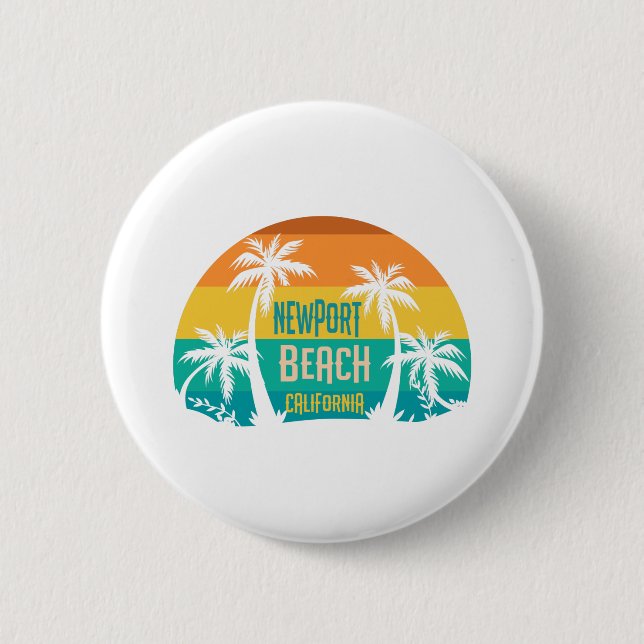 Newport Beach Retro 6 Cm Round Badge (Front)