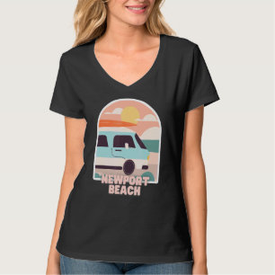 Newport Beach Retro Pastel Colours Sun & Surfing V T-Shirt