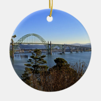 Newport Bridge over Yaquina Bay Ceramic Tree Decoration